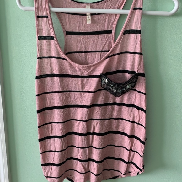 Pink with black stripes tank top - Picture 1 of 1